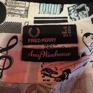 Fred Perry x Amy Winehouse Black and Pink Graphic Top